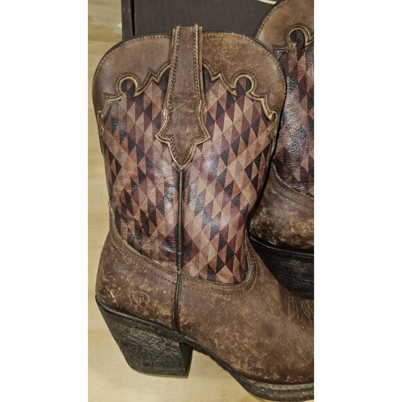 Ariat Gemma SOUTHWESTERN Boots Womens 7B Brown Distressed Western Aztec Cowgirl - Picture 8 of 13